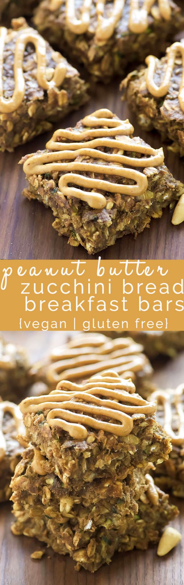Peanut Butter Zucchini Bread Breakfast Bars - With Salt and Wit