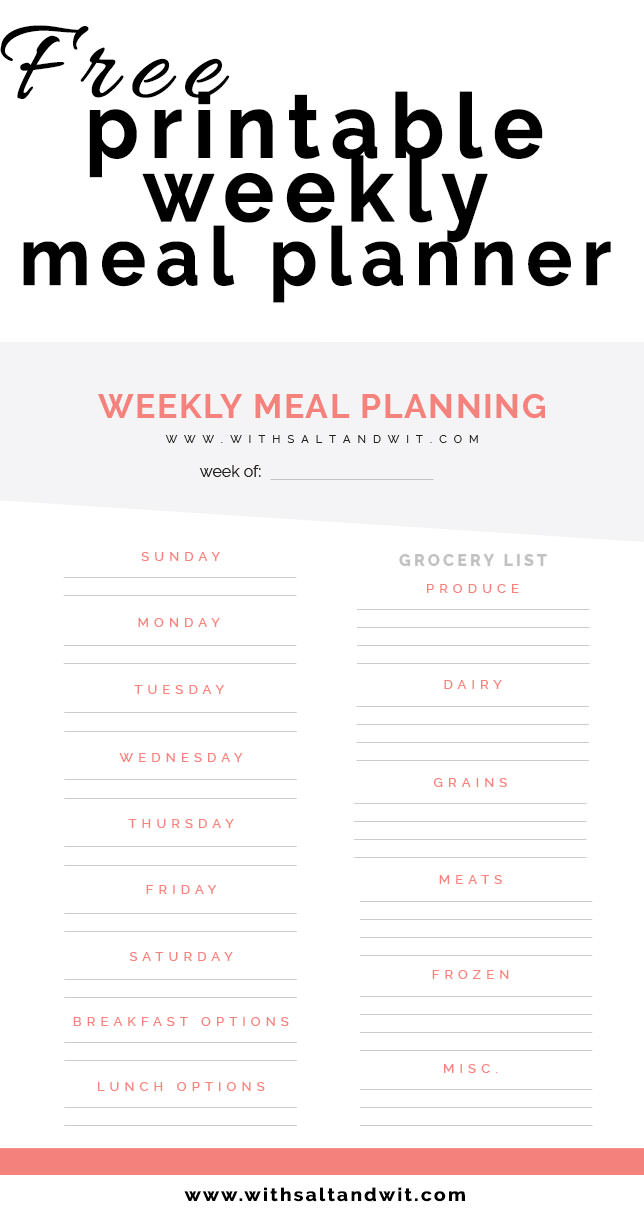 30 Day Weight Loss Meal Plan With Shopping List