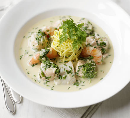 Spaghettie with Seafood Veloute