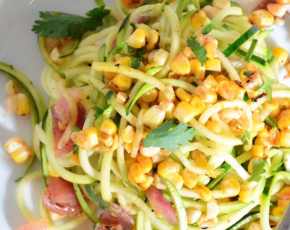 Roasted Corn & Zucchini Salad with Chili Lime Vinaigrette | The Housewife in Training Files #salad #corn #spiralized #glutenfree #healthy