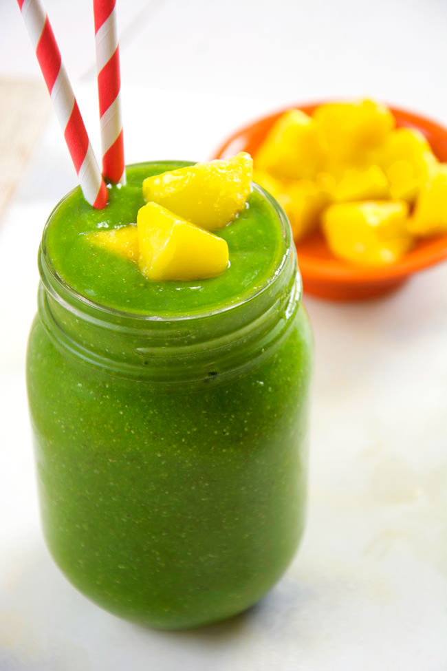 Cucumber Tropical Green Smoothie | Take a trip to the tropics with this tropical, green smoothie with hydrating cucumber, mango and fresh pineapple to help energize your day! #smoothie #tropical #healthy 