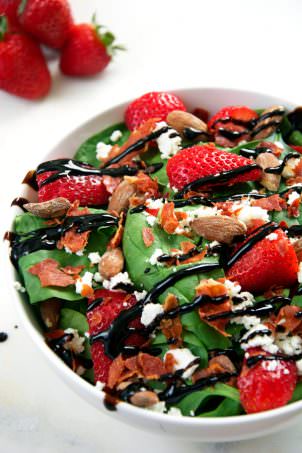 Goat Cheese, Strawberry and Prosciutto Salad with Balsamic Vinaigrette