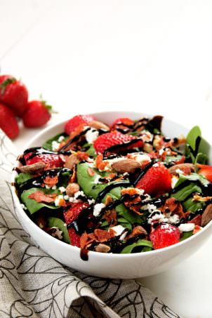 Goat Cheese, Strawberry and Prosciutto Salad with Balsamic Vinaigrette