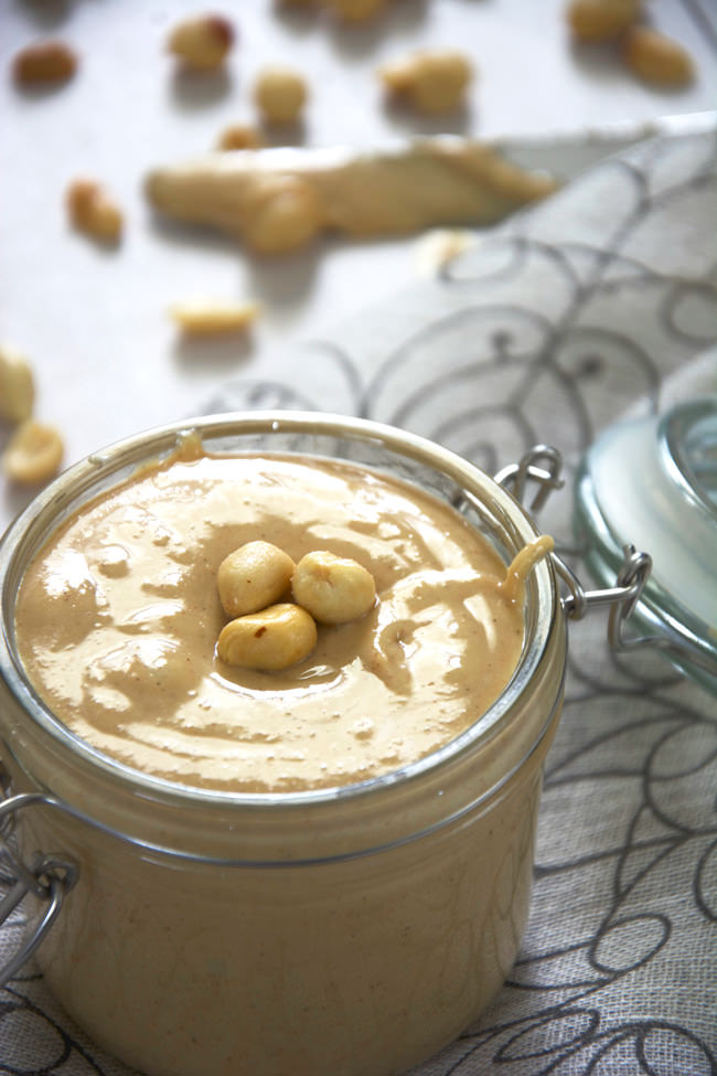 Salty and sweet, homemade peanut butter couldn't not be any simpler  when made with only three ingredients - peanuts, honey and coconut oil! No need to buy another jar as is ready in only a few minutes!