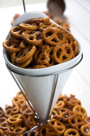 Sweet, salty, crunchy and so irresistible! Cinnamon Sugar Pretzels are simple to make with only 4 ingredients. They will be your favorite dessert, appetizer or snack in no time!