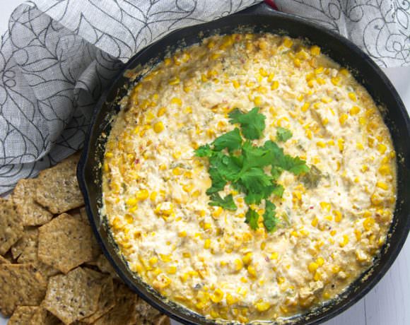A sweet and spicy dip made with chipotle gouda, sweet corn, roasted hatch chiles and greek yogurt! Simple to through together, yet full of flavor!