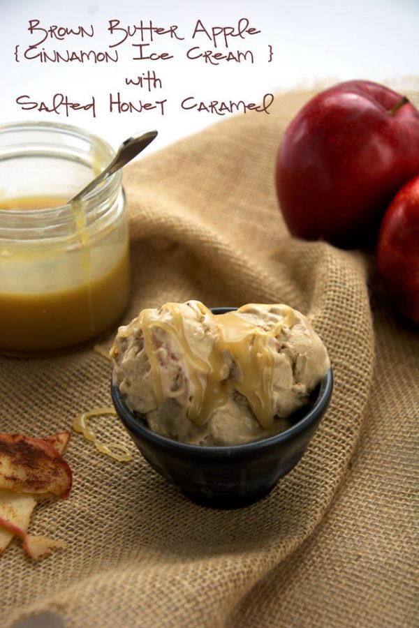 Brown Butter Apple Cinnamon Ice Cream with Salted Honey Caramel