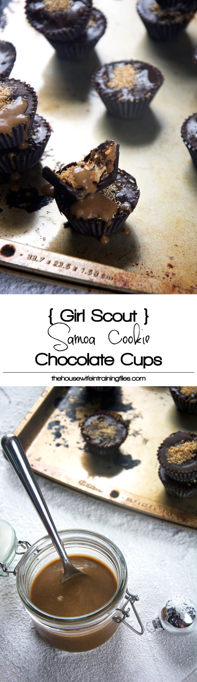 Your dessert table gets spruced up with these Girl Scout Samoa Cookie Chocolate Cups! All the flavors of your favorite girl scout cookie stuffed inside a chocolate cup! #girlscoutcookie #carameldelights #samoa #chocolatecups