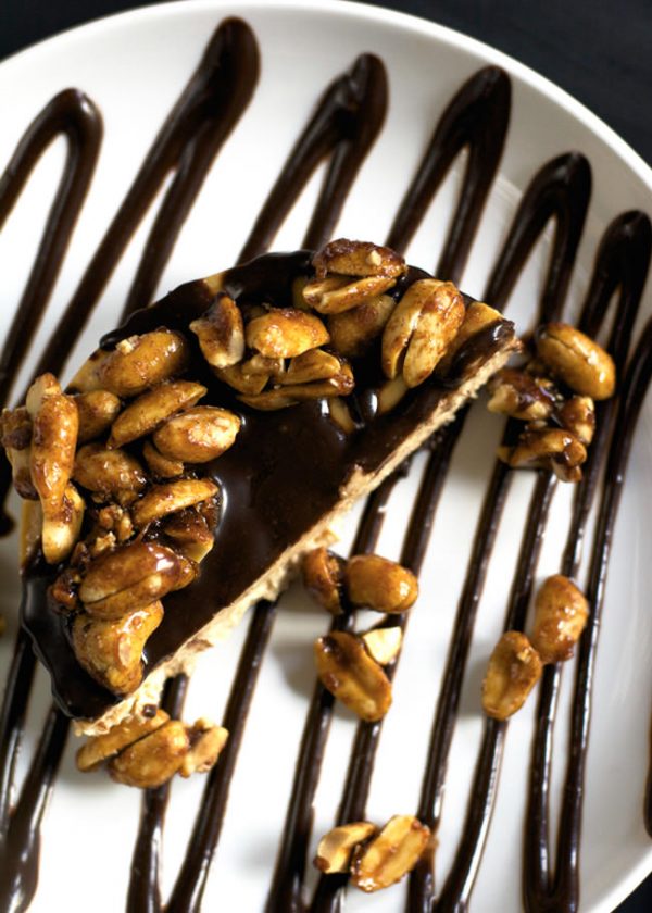 Greek Yogurt Peanut Butter Cheesecake with Maple Peanut Clusters