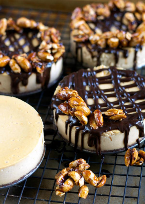 Greek Yogurt Peanut Butter Cheesecake with Maple Peanut Clusters