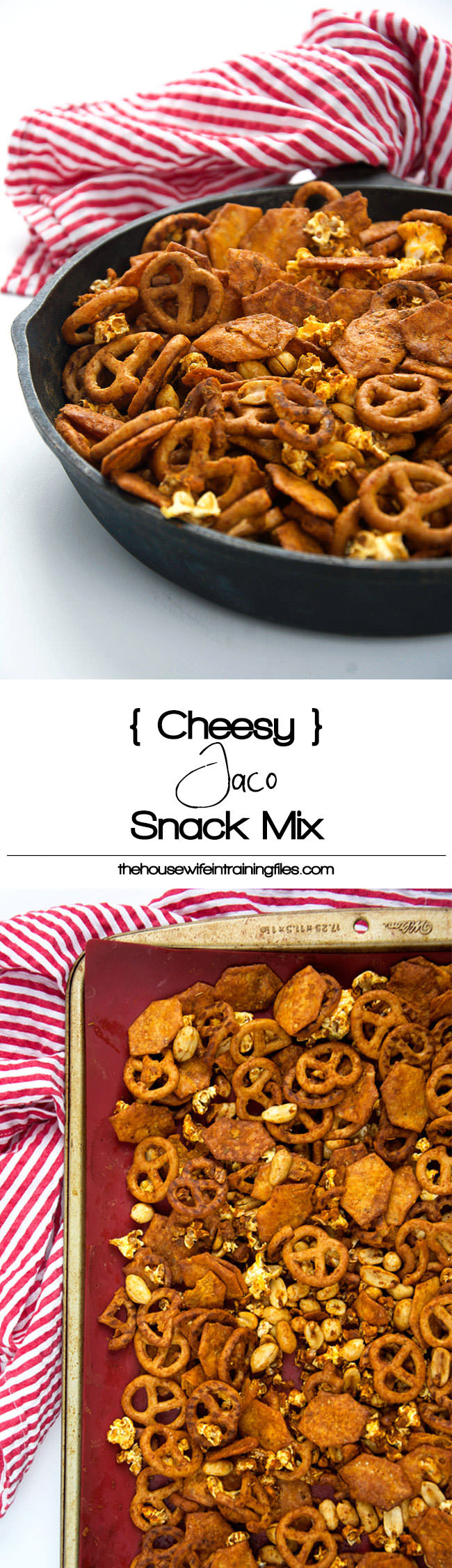 A cheesy and spicy taco snack mix with crunchy popcorn, salty pretzels, buttery peanuts and cheesy crackers! Perfect for watching an afternoon football or baseball game! #snackmix #glutenfree #taco #gameday