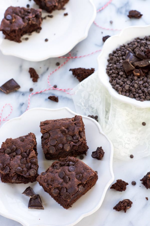{One Bowl} Healthier Triple Chocolate Fudge Brownies