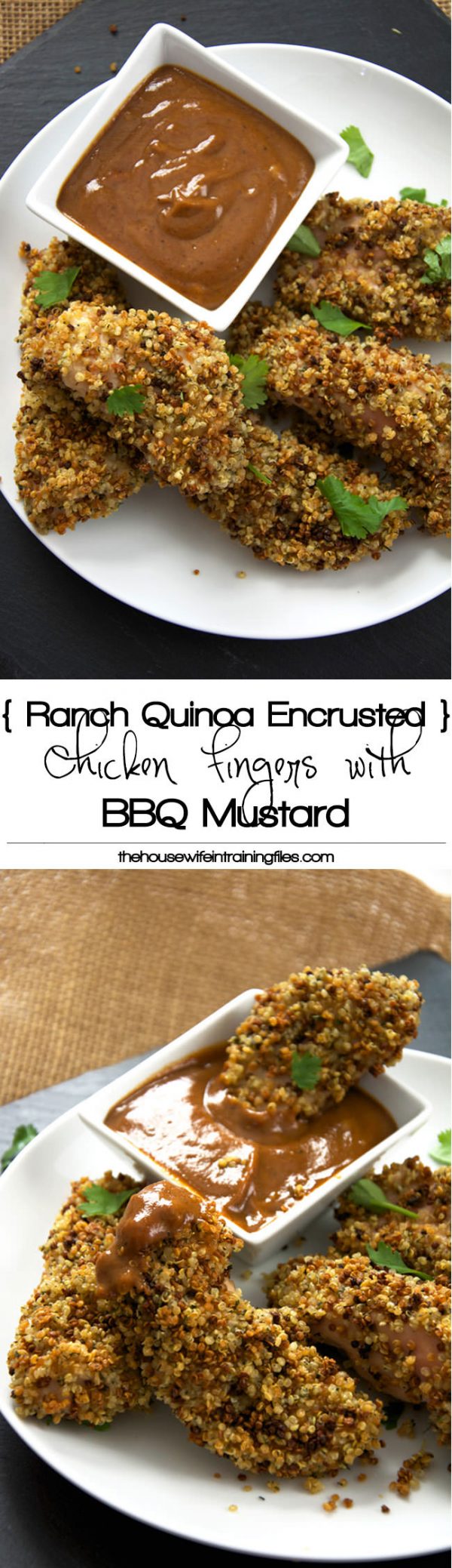 Ranch Quinoa Encrusted Chicken Fingers with BBQ Mustard