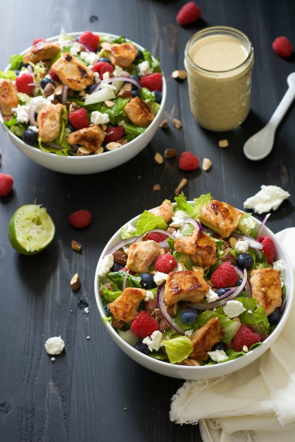 Blueberry & Goat Cheese Chicken Salad with Peanut Dijon Dressing