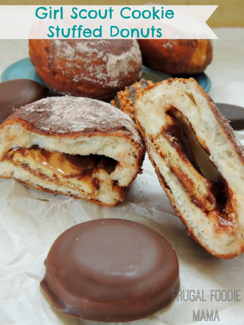 Girl Scout Cookie Stuffed Donuts | Frugal Foodie Mama