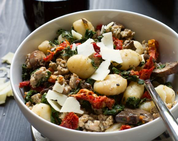 With only one pot, you can whip up this flavorful Tuscan Kale & Sun Dried Tomato Chicken Sausage Gnocchi dish! A family favorite in our house that is made time and time again!