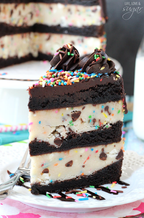 Funfetti Cake Batter Cookie Dough Brownie Layer Cake | Life, Love & Sugar
