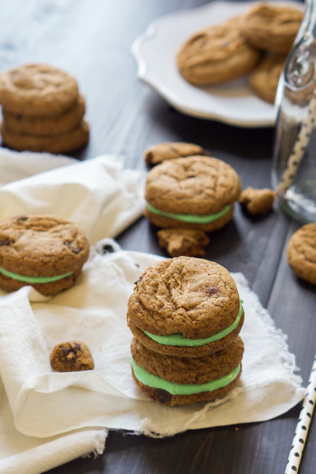 Mint Cheesecake Stuffed Chocolate Chip Cookies are filled with a creamy, mint cheesecake mixture that is perfect for your sweet tooth or any party!