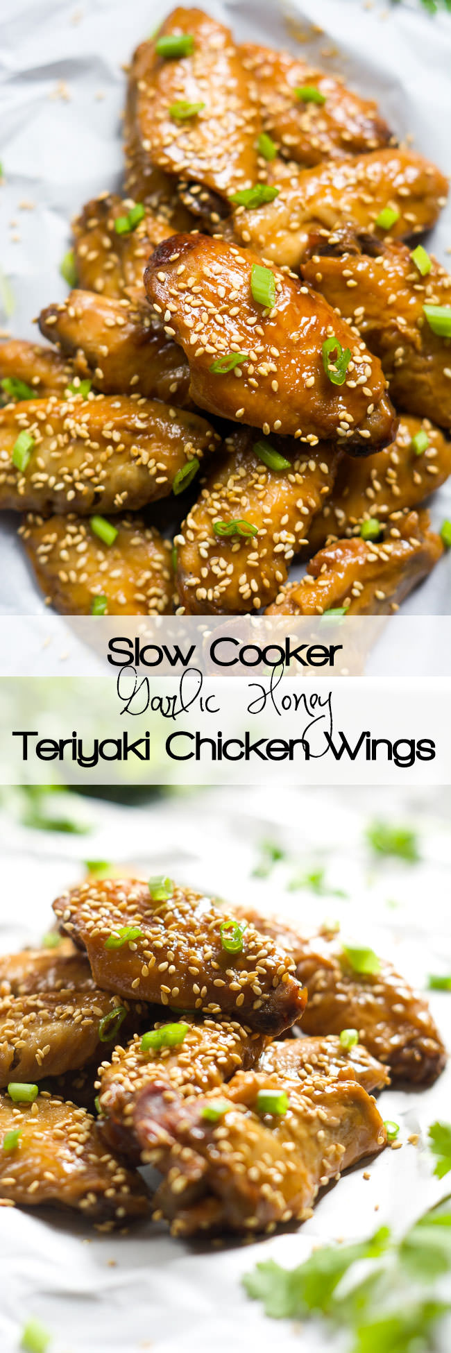 Forget the fryer with these Slow Cooker Garlic Honey Teriyaki Chicken Wings! Filled with Asian flavors of garlic, honey, ginger and soy sauce, these wings are the perfect appetizer or light dinner! 