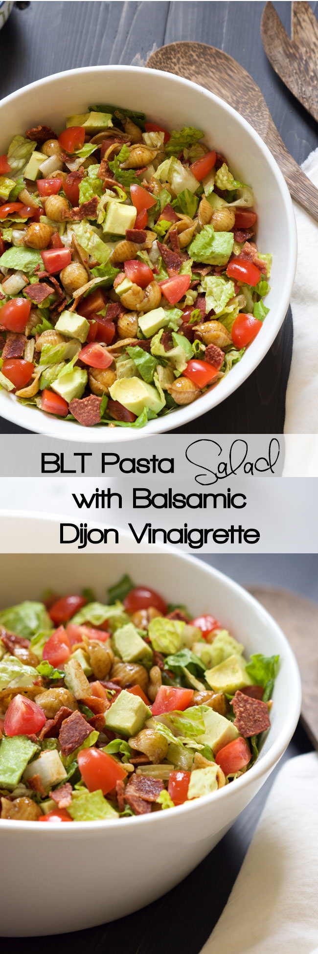 A favorite sandwich gets a pasta salad makeover! BLT Pasta Salad is a combination of bacon, tomatoes and lettuce with avocado added for one flavorful dish!