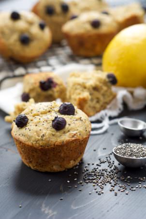 Sweet, nutty and full of blueberries; these Flourless Blueberry Lemon Poppyseed Muffins are the perfect on the go breakfast or ideal for a lazy Sunday morning Brunch!