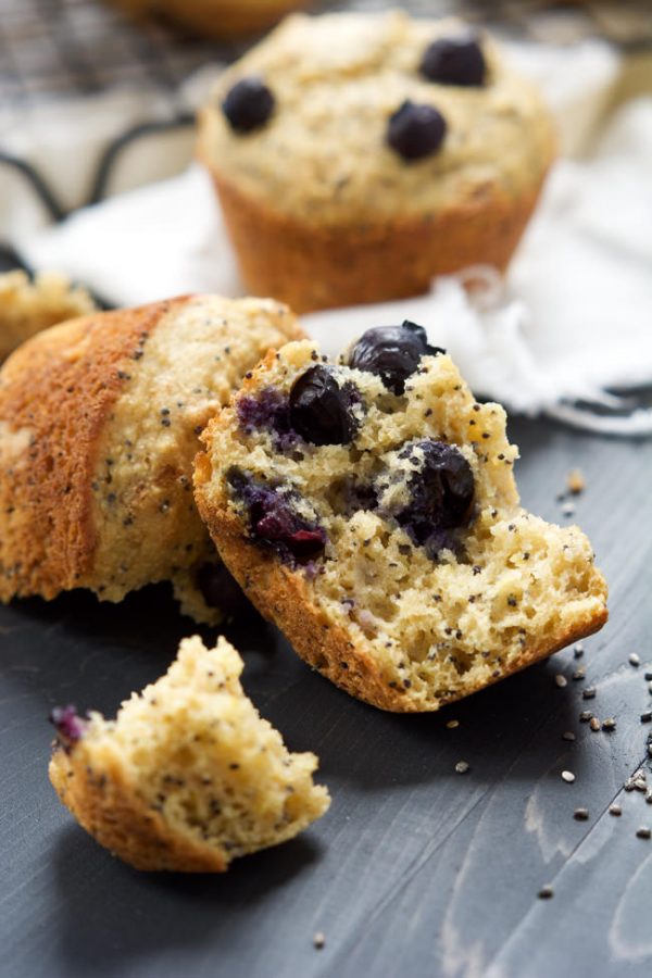Flourless Blueberry Lemon Poppyseed Muffins
