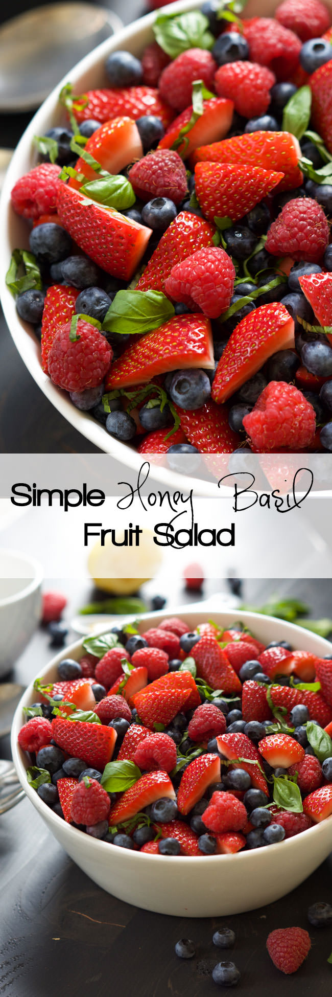 A salad doesn't get any better or fresher than this! Honey Basil Fruit Salad is a mix of fresh fruit and tossed in a 3 ingredient dressing: honey, basil and lemon! 