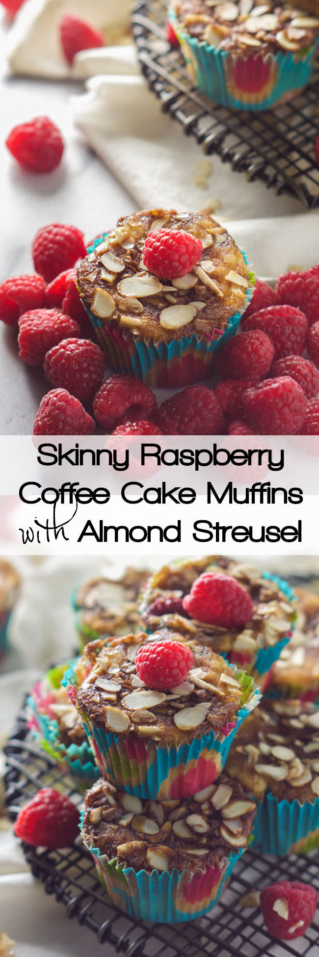 Sweet and tender, these Skinny Raspberry Coffee Cake Muffins with Almond Streusel are secretly healthy and bursting with flavor! Something worth getting up for each morning![
