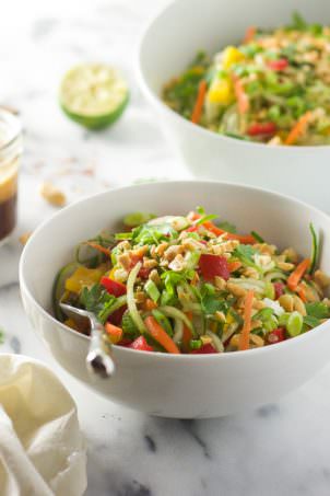 Thai Cucumber Salad with Peanut Chili Vinaigrette is a light and flavorful salad with a sweet and spicy dressing and loaded with vegetables!