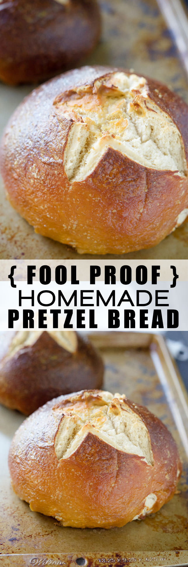 This Fool Proof Homemade Pretzel Bread has a salty and crispy crust with a tender inside! Making it the perfect bread for sandwiches or for dunking into your favorite cheese sauce!