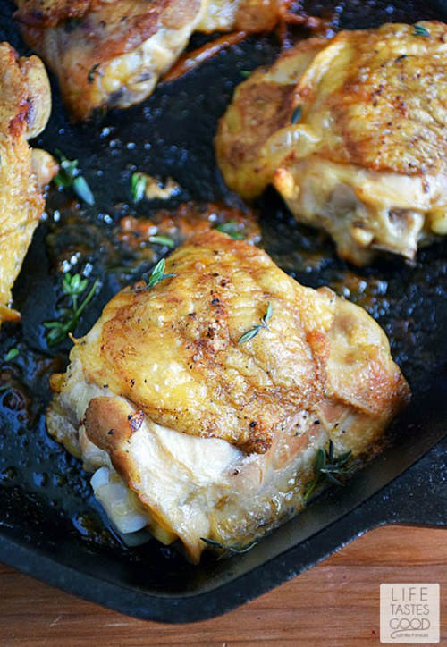 Pan Roasted Chicken Thighs | Life Tastes Good