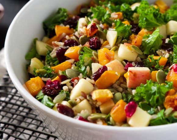 Healthy Easy Fall Salad Recipe | Butternut squash, apples, apple cider vinegar dressing, dried cranberries, Thanksgiving, Holidays, Seeds, Gluten Free, Vegan