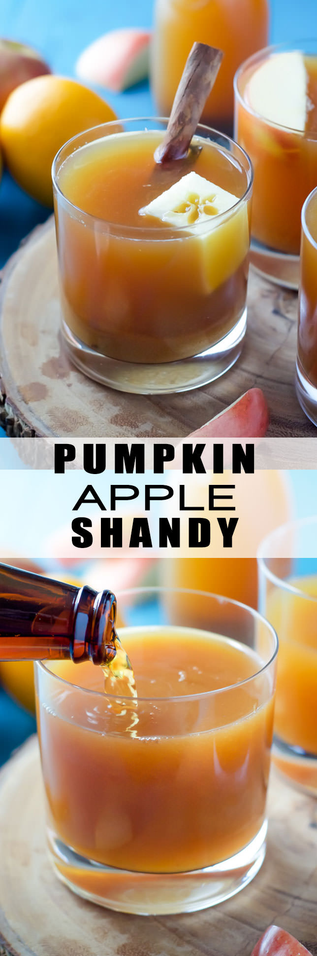The perfect autumn cocktail, Pumpkin Apple Cider Shandy is full of apple, pumpkin beer and a bit of spice! 