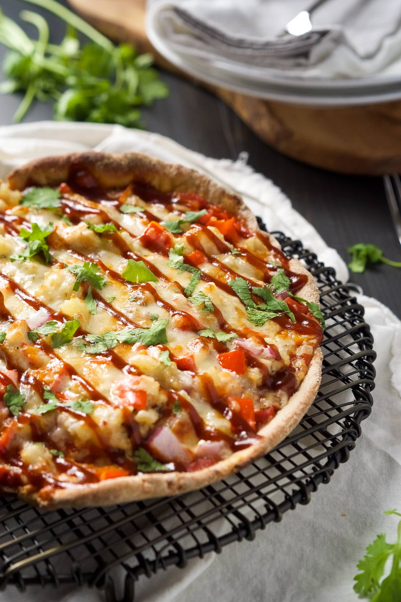 This pizza has two things going for it: sweet and spicy pizza done in one pan. Uno pan. And second, it's cooked in a skillet! The result? One speedy dinner that is crazy good. One point for Megan.