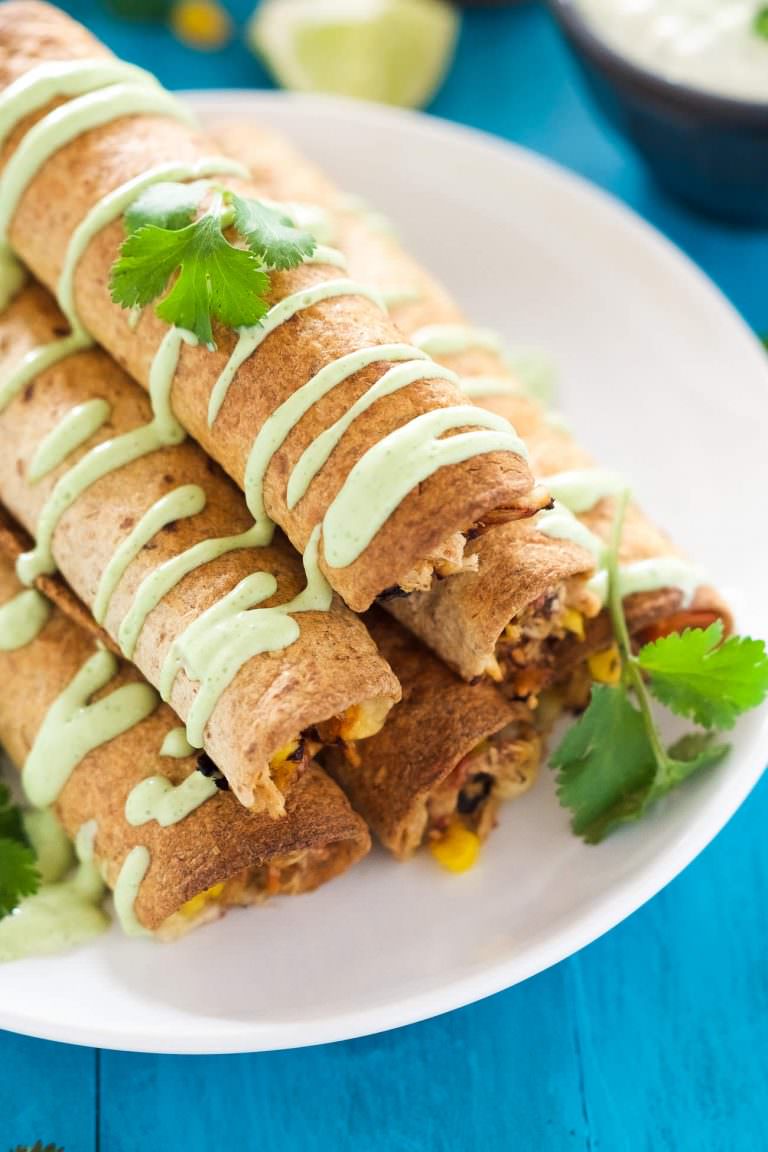 Cheesy Firecracker Baked Chicken Taquitos With Salt and Wit