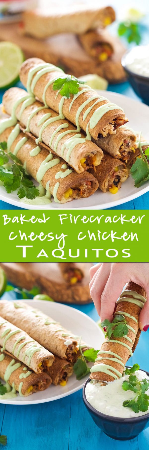 Cheesy Firecracker Baked Chicken Taquitos With Salt and Wit
