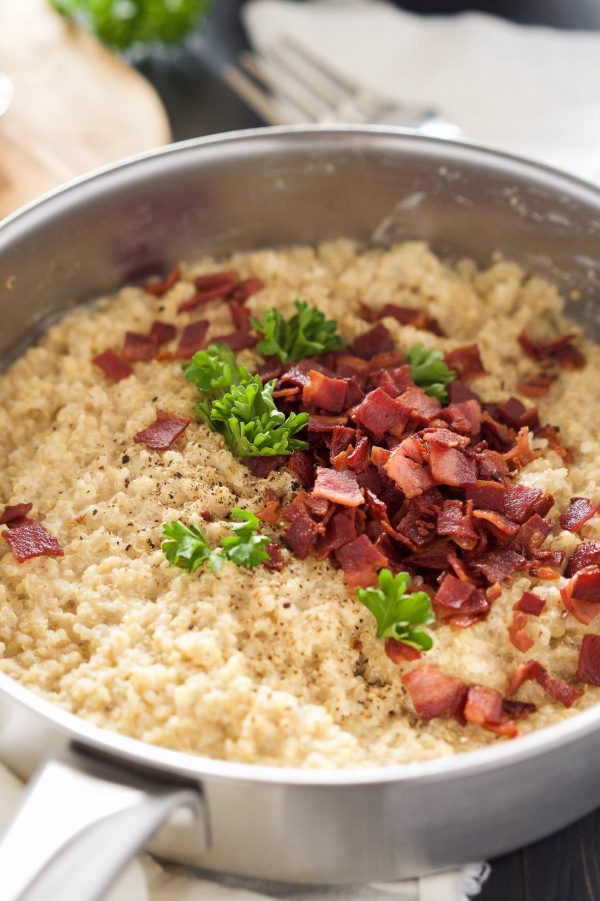 Goat Cheese & Bacon Quinoa Risotto
