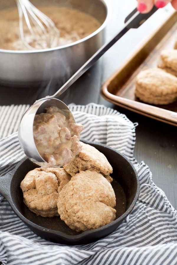 Biscuits and Gravy with Maple Sausage Gravy - With Salt and Wit
