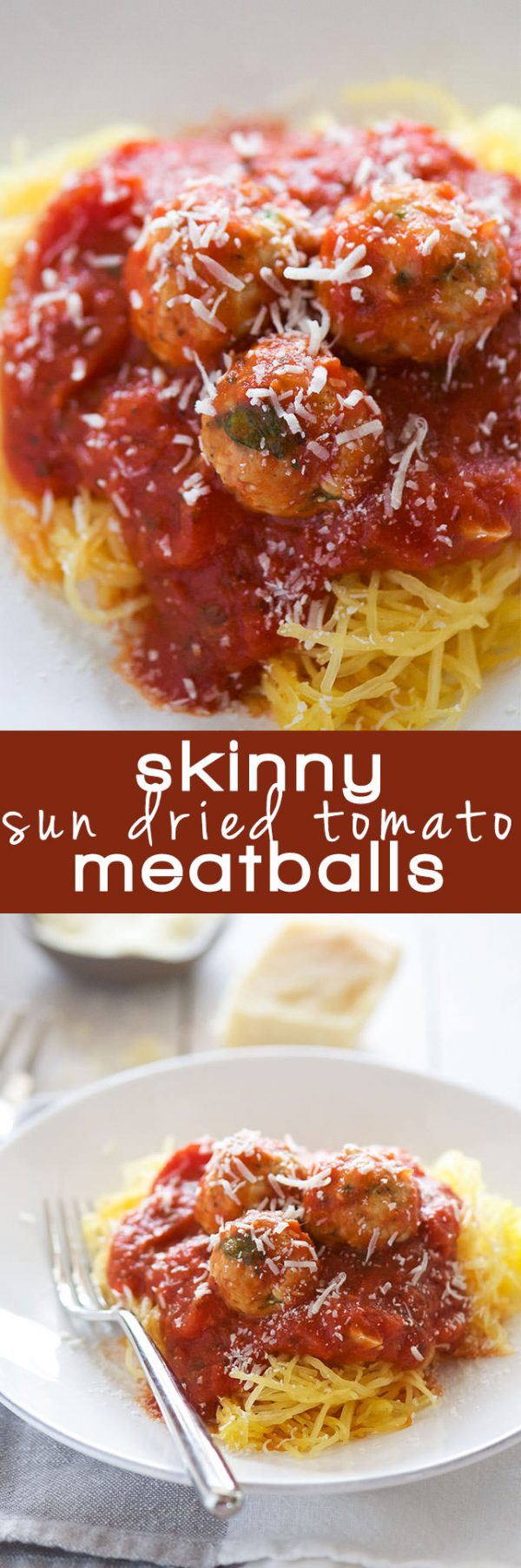 Skinny Sun Dried Tomato Meatballs with Spaghetti Squash With Salt and Wit