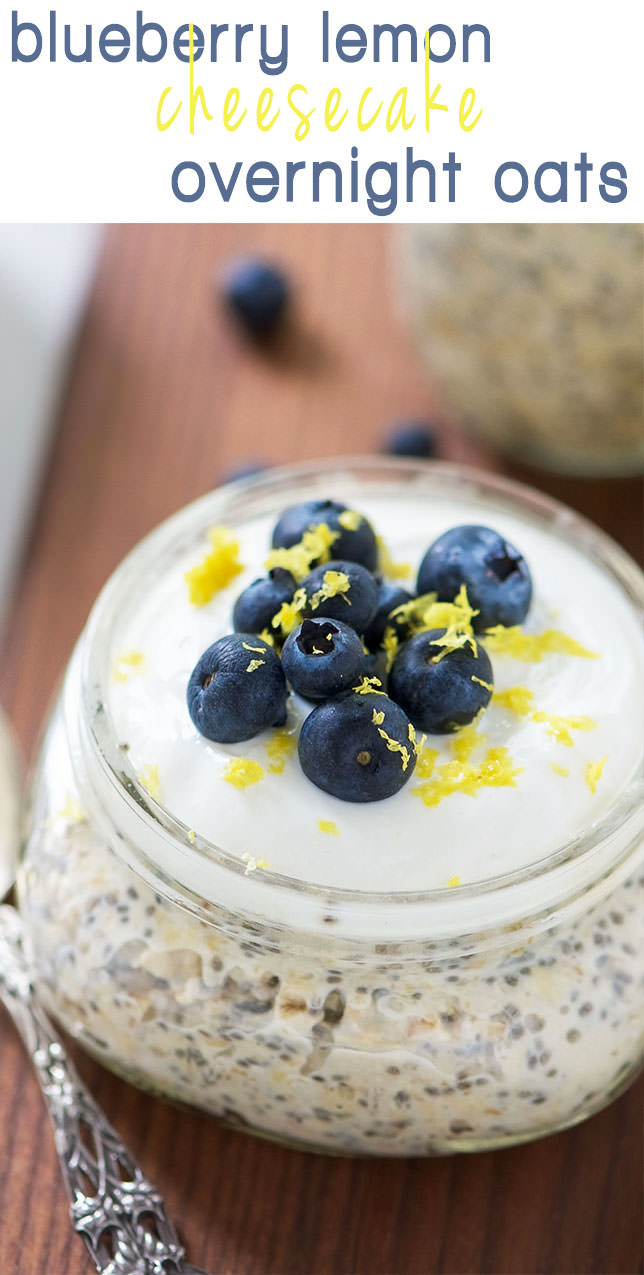 Blueberry Lemon Cheesecake Overnight Oats make breakfast simple! Cheesecake flavored overnight oats bursting with lemon and blueberries, all come together in a protein packed, make ahead breakfast!