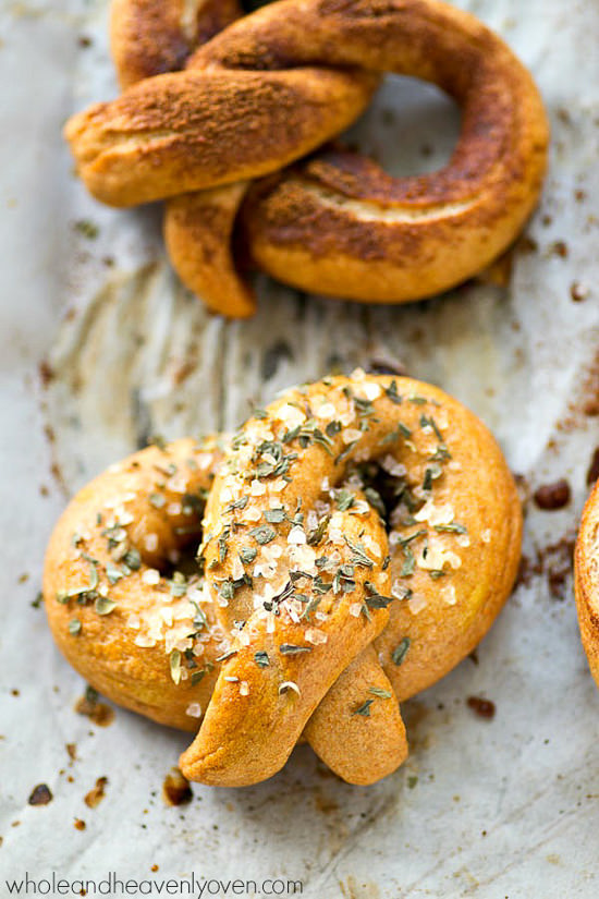You will NEVER find a more amazing or easier soft pretzel in the world than these! This recipe is a keeper.—Top them with your choice of either cinnamon sugar or garlic herb salt.