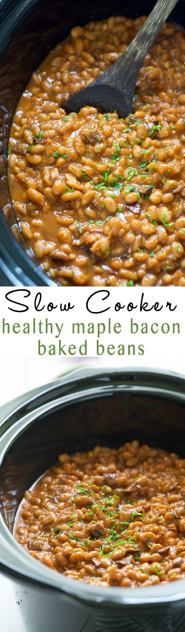 Slow Cooker Healthy Maple Bacon Baked Beans With Salt and Wit