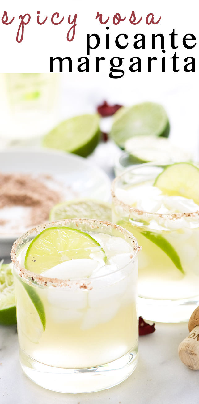 Spice your margarita with this Spicy Rosa Picante Margarita for Patron Margarita of the Year! Fresh lime juice, ginger, a bit of jalapeno and rose water make this one top shelf margarita!