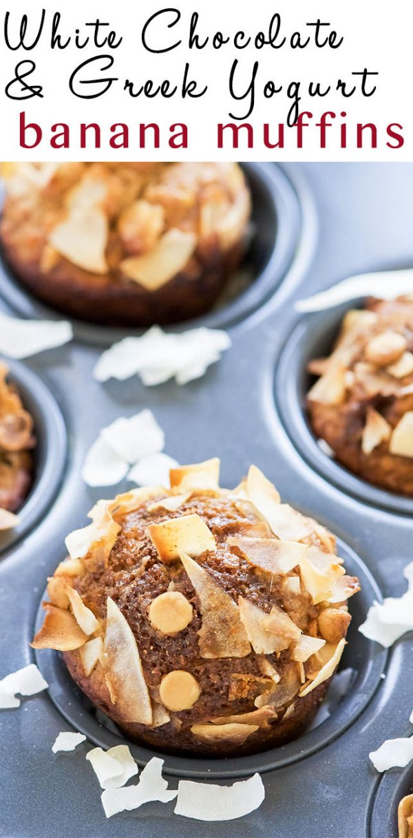 White Chocolate Greek Yogurt Banana Muffins With Salt and Wit