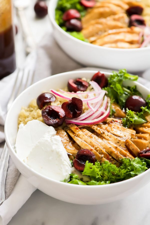 Honey Balsamic Glazed Chicken Quinoa Bowls with Cherries + A Blogging