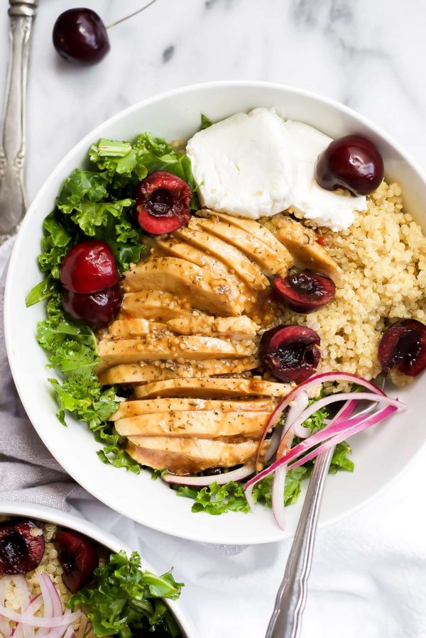 Honey Balsamic Glazed Chicken Quinoa Bowls with Cherries + A Blogging