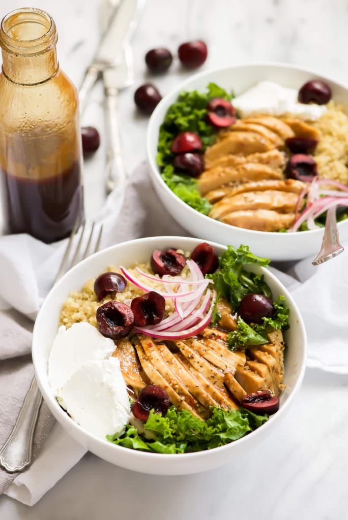Honey Balsamic Glazed Chicken Quinoa Bowls with Cherries + A Blogging