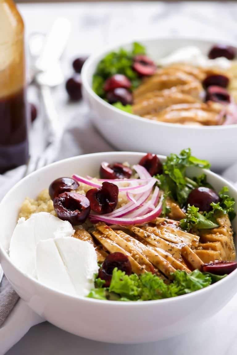 Honey Balsamic Glazed Chicken Quinoa Bowls with Cherries + A Blogging Break With Salt and Wit