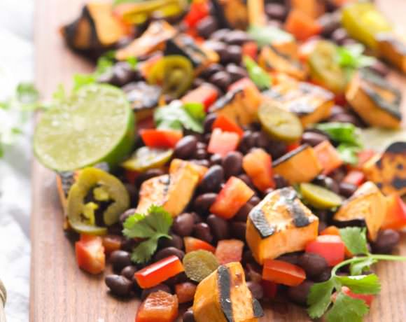 Take your dinner outside with this Southwestern Grilled Sweet Potato Salad! Sweet potatoes caramelize on the grill and then mixed with black beans, charred corn, jalapenos, red pepper, onion and dressed with lime and cilantro. Try it hot off the grill or chilled - can't go wrong either way!