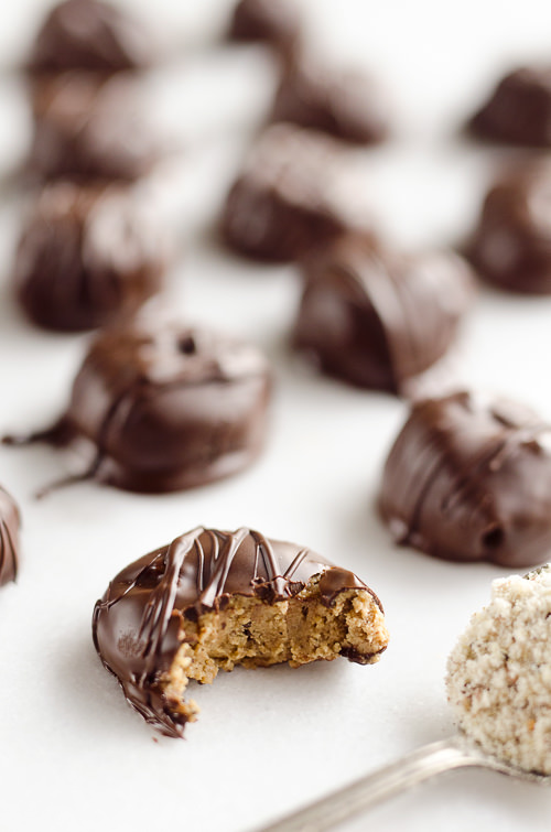 Protein Peanut Butter Truffles are an amazing 100 calorie treat with only 5 ingredients. They are packed with 5 grams of protein for healthy a dessert you can feel good about!